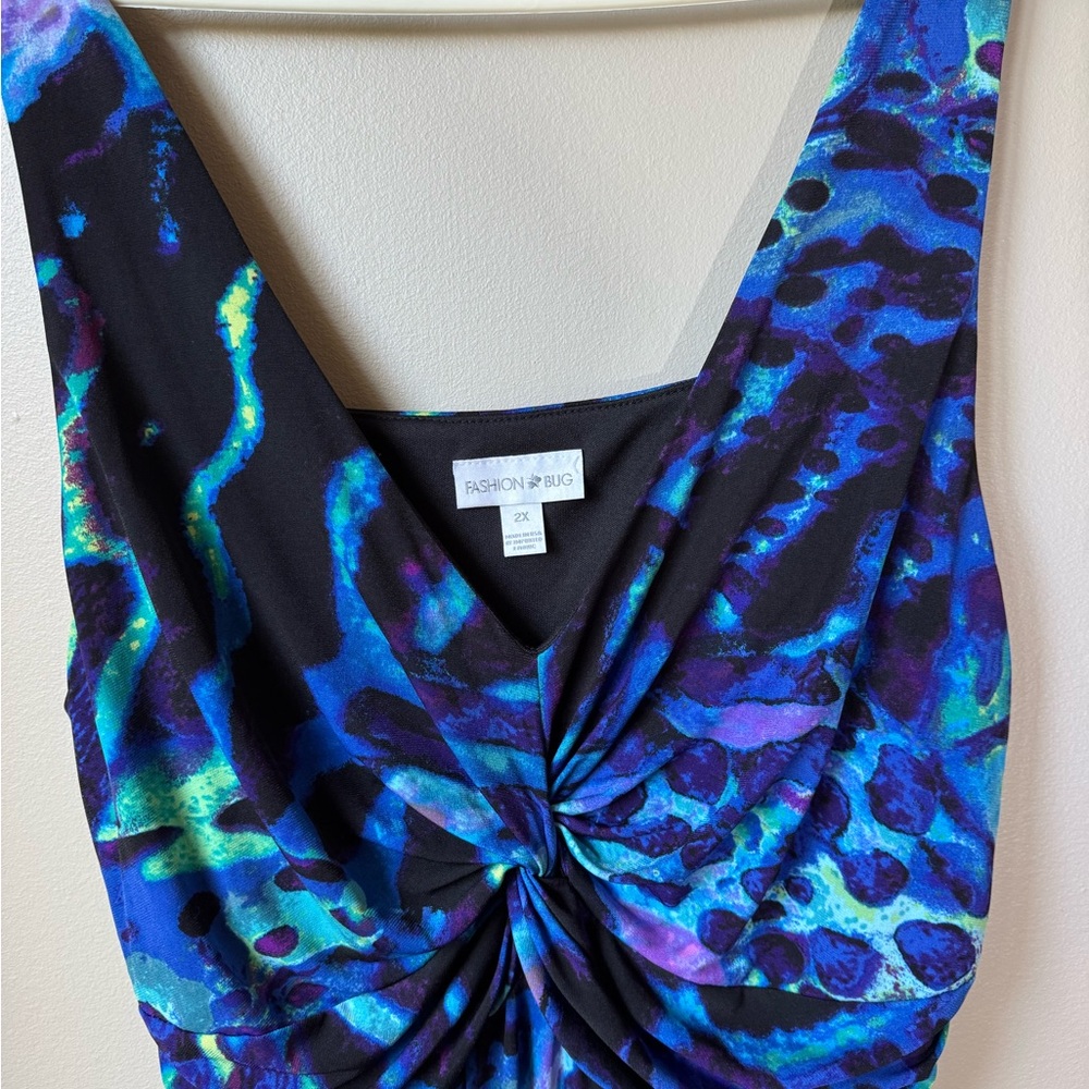 Fashion Bug Jersey Purple and Blue Print Maxi Sun Dress - Picture 6 of 6